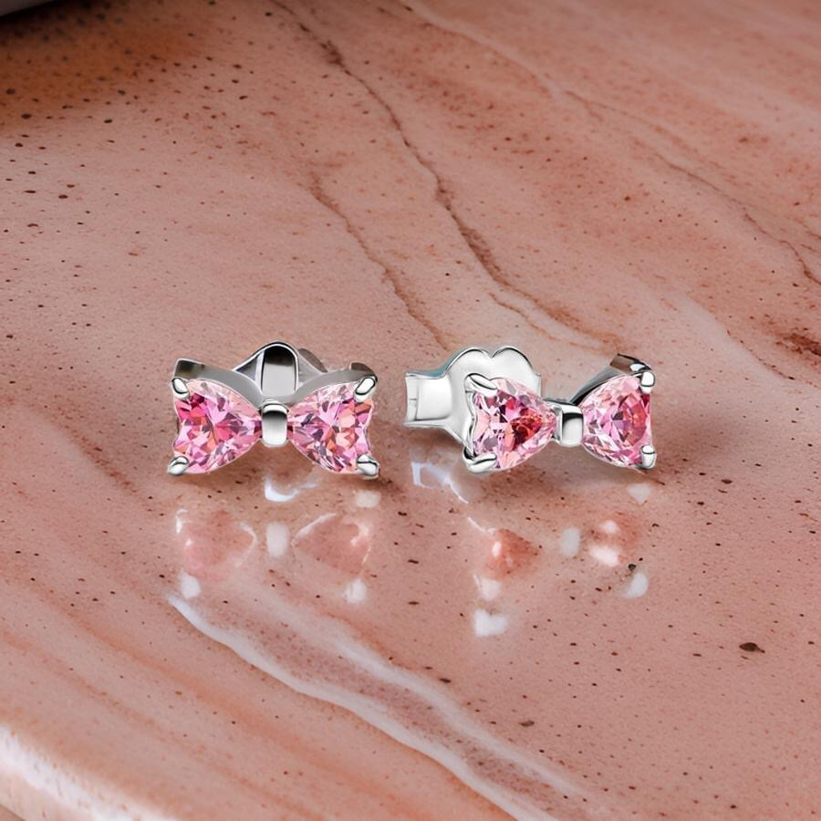 PINK BOW STUDS