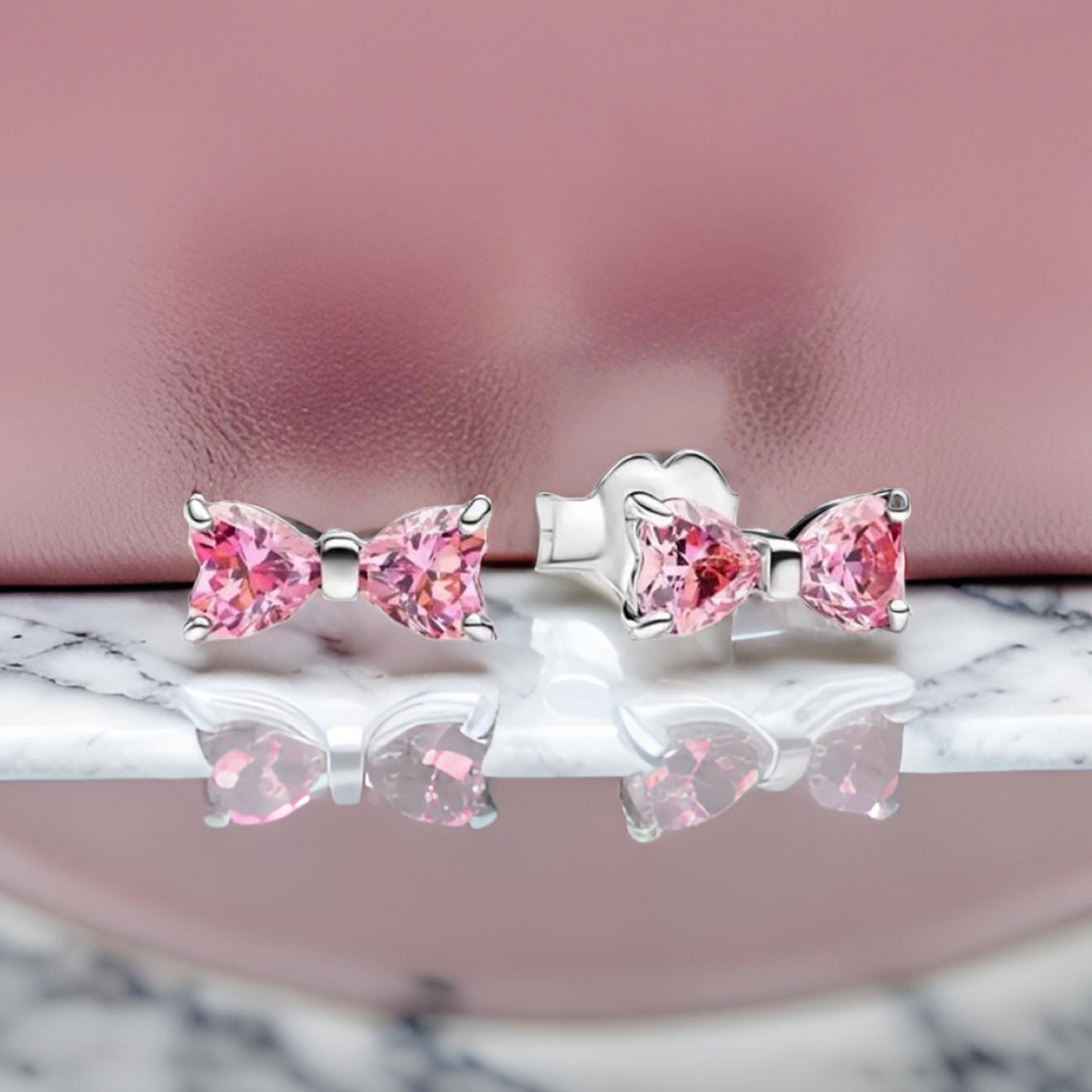 PINK BOW STUDS